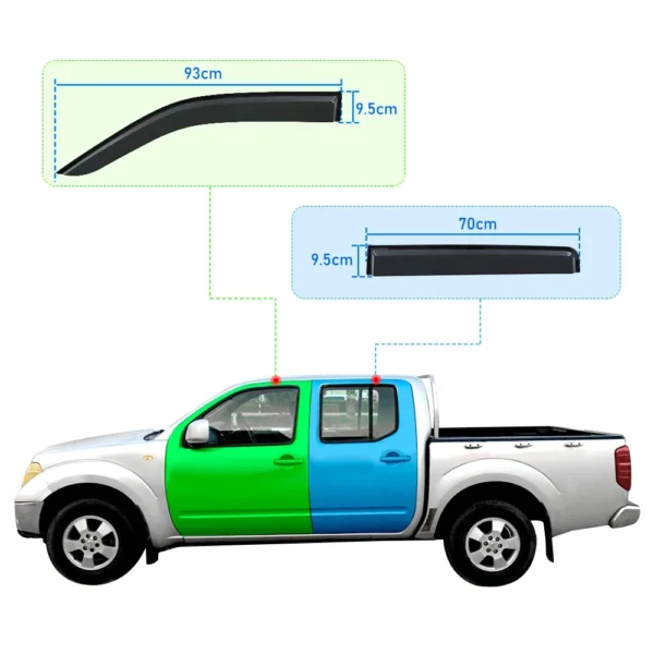 4PCS/SET Matte Black Window Visor Wind Deflectors FOR NISSAN NAVARA D40 2006-2014 Weather Shield Double Cabin Car Accessories - Image 2