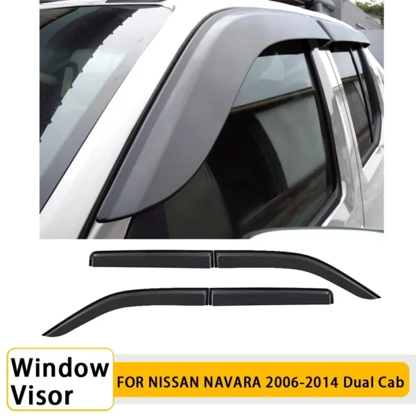 4PCS/SET Matte Black Window Visor Wind Deflectors FOR NISSAN NAVARA D40 2006-2014 Weather Shield Double Cabin Car Accessories