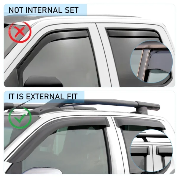 4PCS/SET Matte Black Window Visor Wind Deflectors FOR NISSAN NAVARA D40 2006-2014 Weather Shield Double Cabin Car Accessories - Image 3